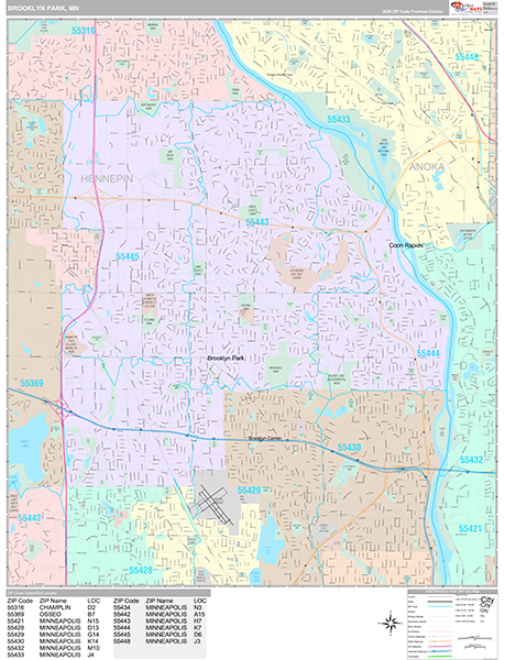 Brooklyn Park, MN Wall Map